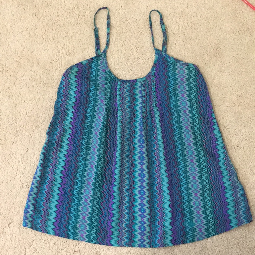 multi colored zig zag patterned tank top